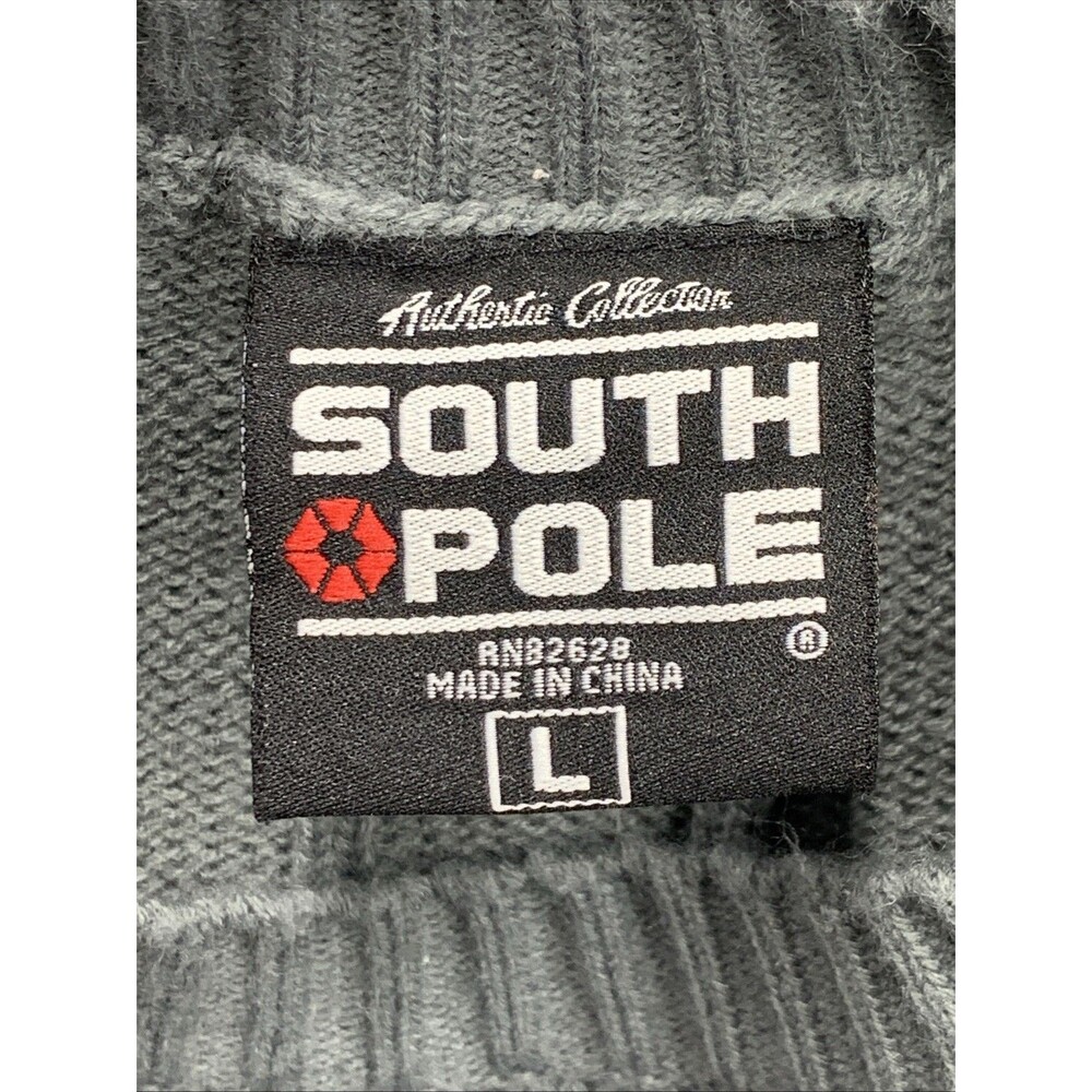 Southpole Pullover Rib Knit Sweaters Mens Crewneck Size Large Gray 100% Acrylic - Picture 2 of 13